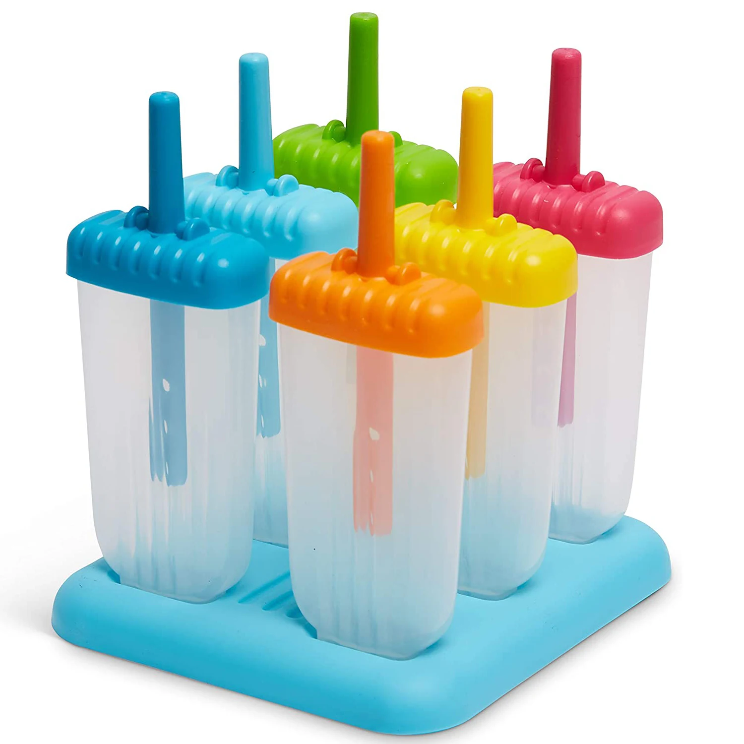 

Summer 6 Cavity Ice Pop Molds PP Cooling Popsicle Mold BPA Free Ice Lolly Moulds Ice Cream Sticks Mold, Mix color