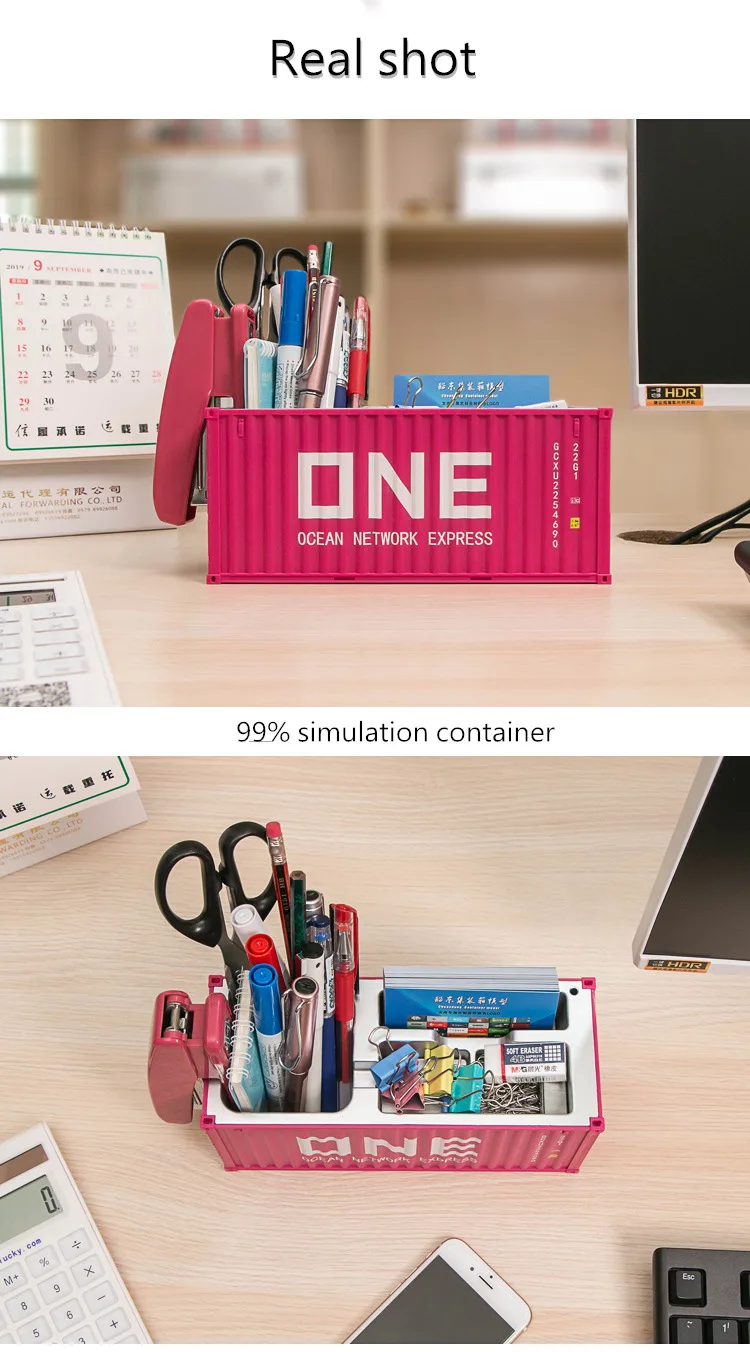 Mini Shipping Container Pen Holder - Table Decor Toy - Birthday Christmas Gift