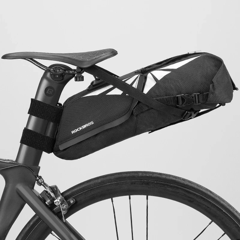 

Bike Folding Saddle Tail Bag Large Capacity Foldable Bike Bag Waterproof Bike Trunk Bag, Black
