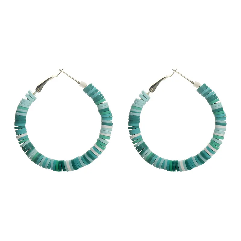 

Summer Rainbow Bohemian Hoop Earrings Circle soft pottery Polymer Clay Earrings