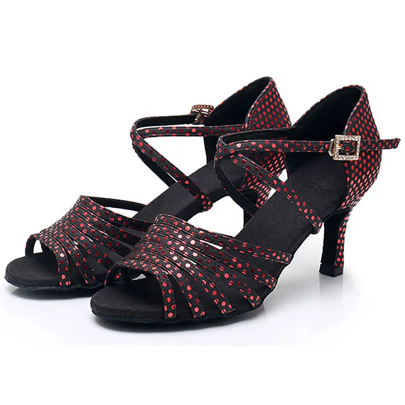 

Wholesale Women's Latin Dance Shoes Ladies Ballroom Salsa Dance Shoes for Women, Black, light skin, deep skin,white,red