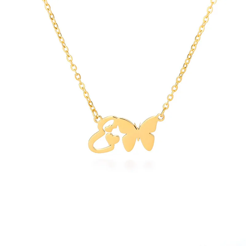 

Alphabet Butterfly Gold Pendant Necklace for Women