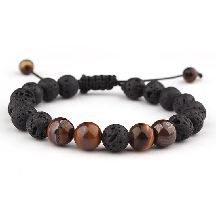 

Stress Relief Yoga Beads Adjustable Bracelet Anxiety Aromatherapy Essential Oil Diffuser Healing Lava Bracelet for Men Women