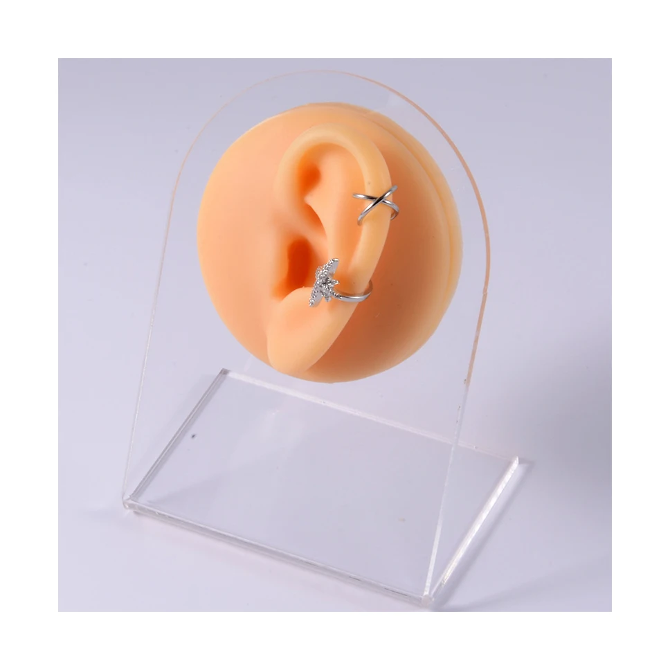 

Puncture Practice Simulation Human Ilicone Body Part Display Ear Nose Lip Navel Piercing Silicone Model, Skin color