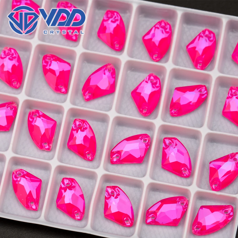 VDD Galactic K9 Neon Rose Glass Sew on Rhinestones Sewing Crystal Flatback Stones for Clothes Accessories Wedding Dress