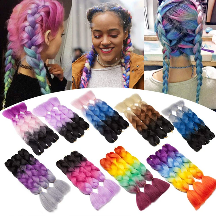 

Jumbo Braid Hair Extensions Glowing In The Dark Colorful Synthetic Braid For Halloween Festival Cosplay Children Braid Hairstyle, Black brown red pink purple