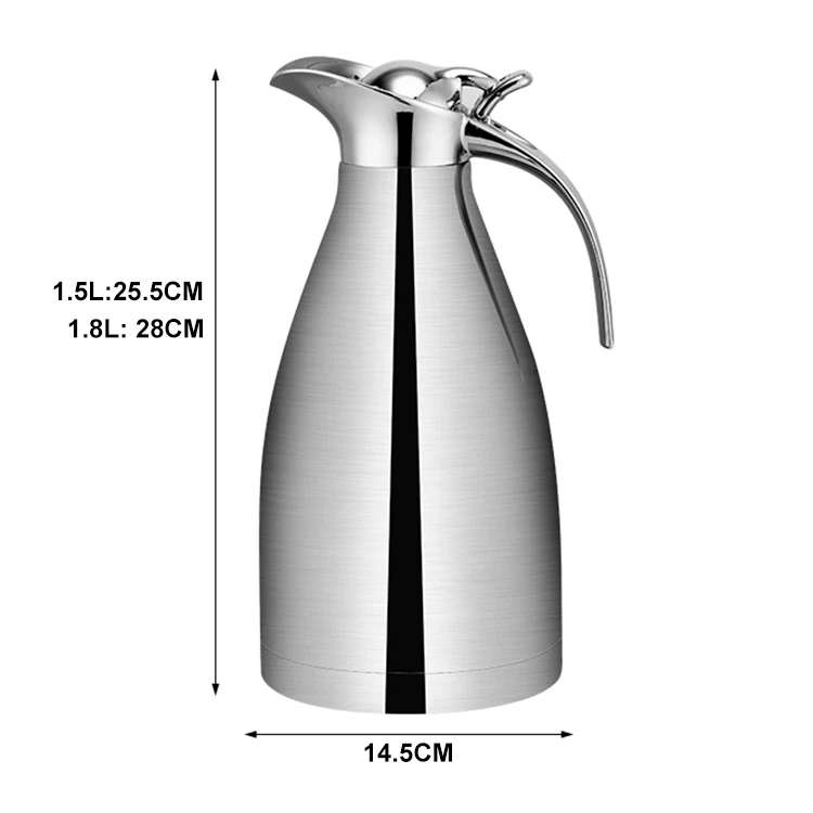 

68 Oz 2 Liter Stainless Steel Double Walled Beverage Pitcher Vacuum Insulated Thermos Thermal Coffee Carafe