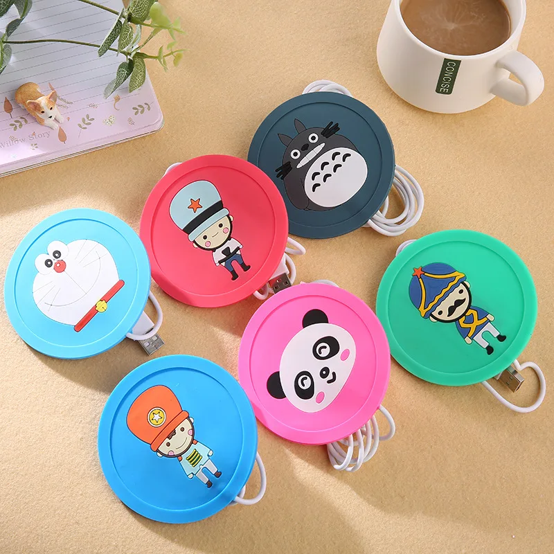 

A2733 Cartoon Insulation Silicone Cup Mats Office Drink Warmer Coaster Coffee Milk Heater Pad Mini USB Electric Heating Coasters, 8 colors