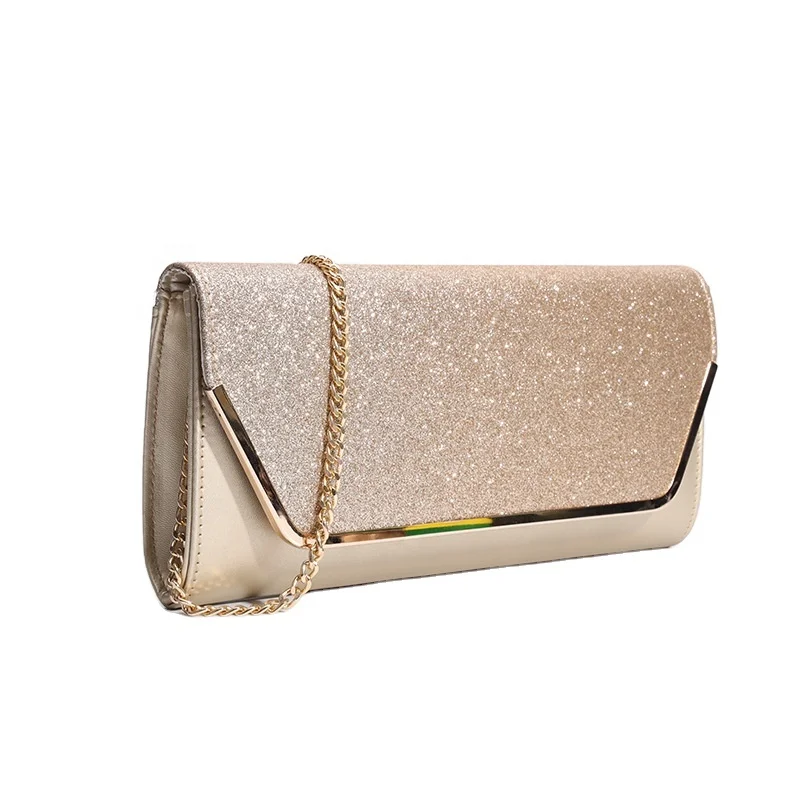 

Best Selling High Quality Gold Chain Glossy Pu Leather Woman Simple solid color for high quality Evening Clutch Bag For Party