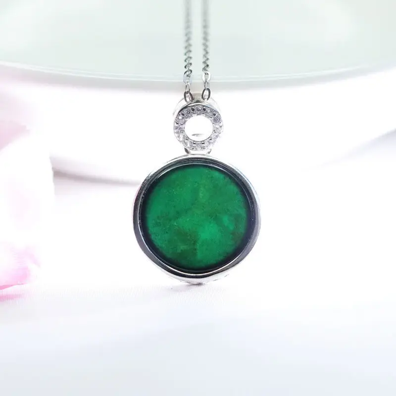 

S925 Silver Inlay Black Jadeite Pendant Lucky Pendant Jade Jewelry Factory Live Delivery FC1040901