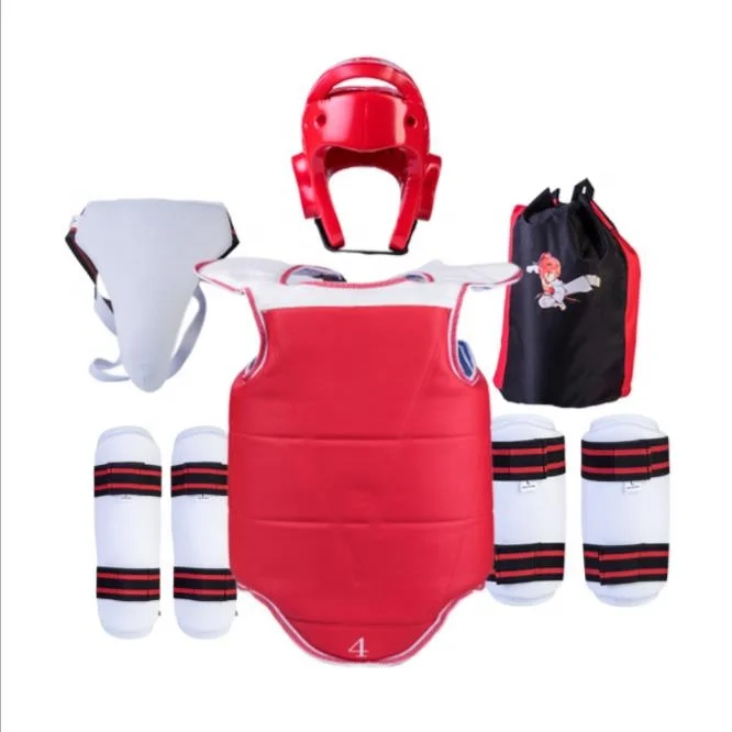 

wholesale custom wtf gym training taekwondo equipment full set, Red-blue