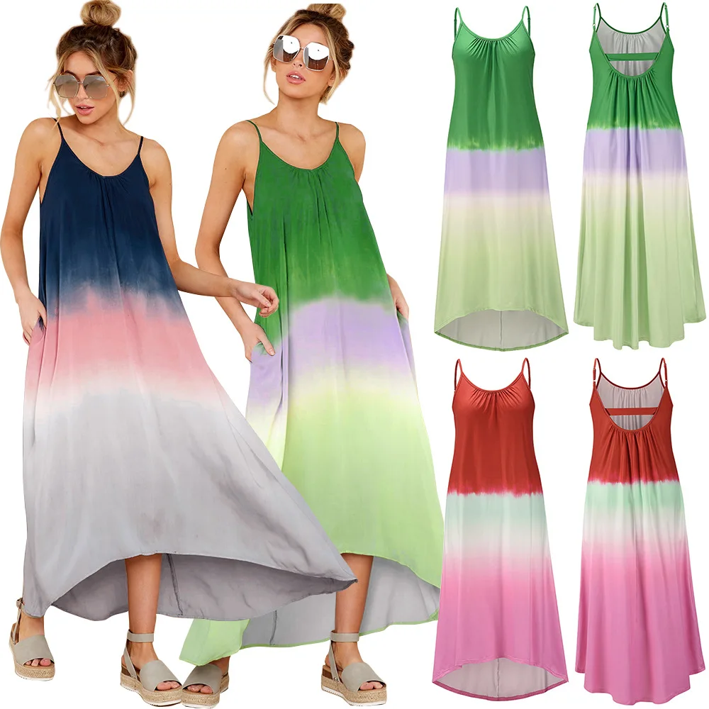 

Sexy Open Back Beach Dress 2021 Summer Casual Loose Dress For Holiday, Picture color
