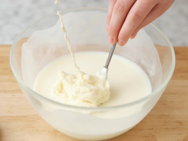 Testing yeast activation in warm milk mixture