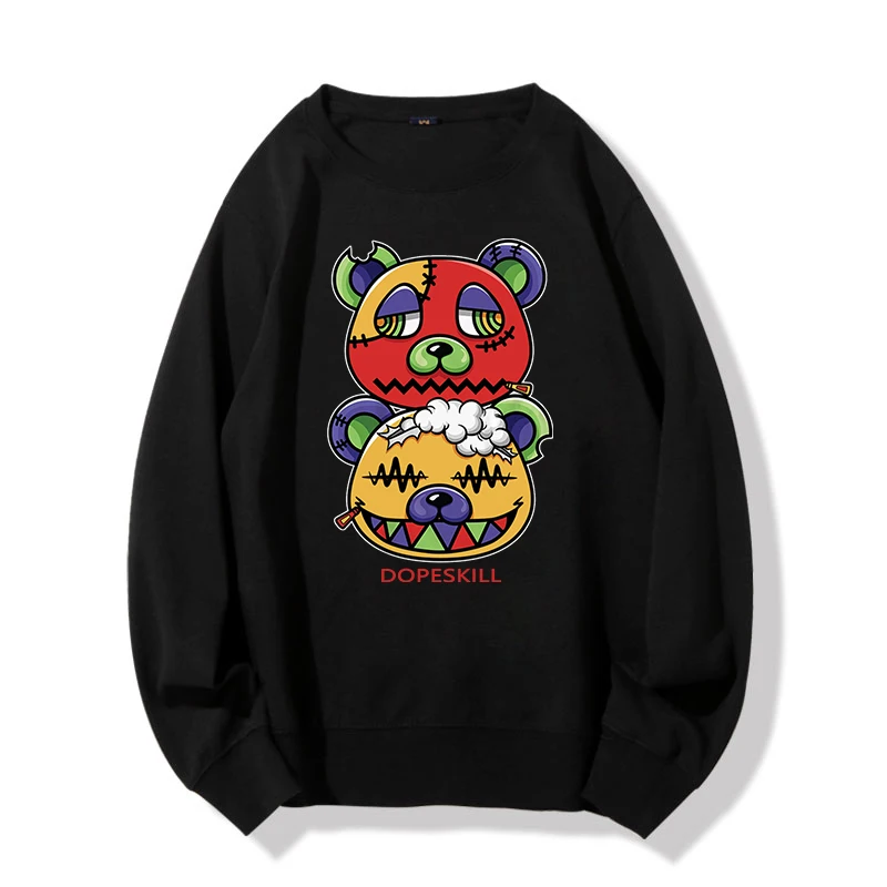 

2021 New Fashion Men Sweatshirt Streetwear Trendy Bear Print Plus Size Men Sweatshirts