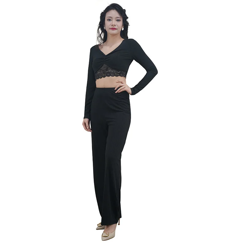 

Polyester Spandex Slim Fit Woman's High-quality Fabrics Sexy Casual Outfits, Black