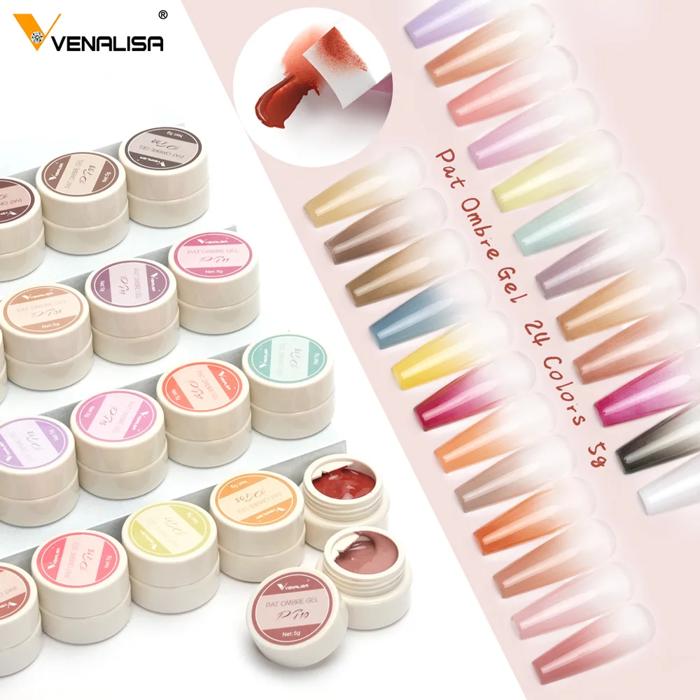 

VENALISA Newest Nail Art Pat Ombre Gel 24 Color 5g thick pigment gel painting blooming effect Color paint gel