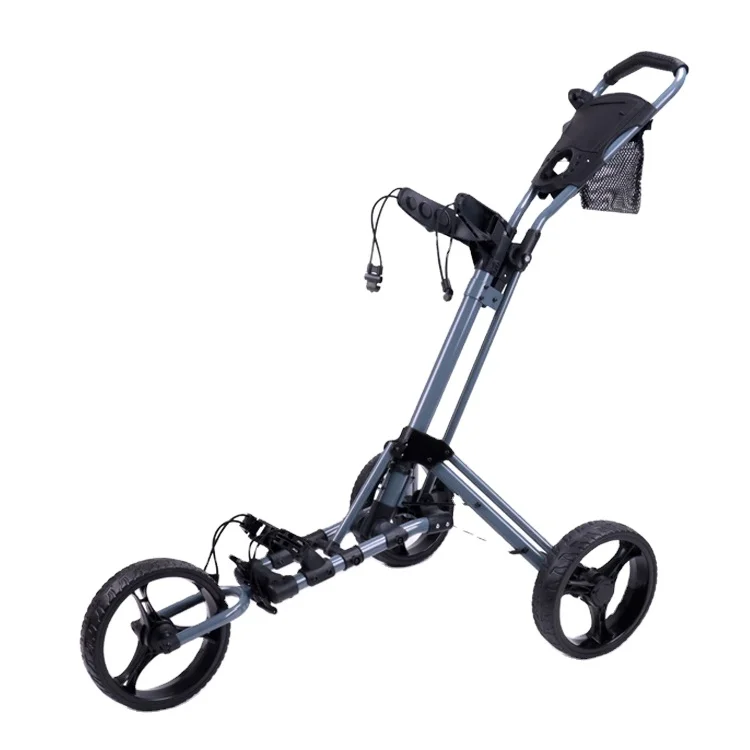 

Best Quality Portable Aluminum folding golf trolley mobile trolley caddy 3 wheels golf push cart trolley