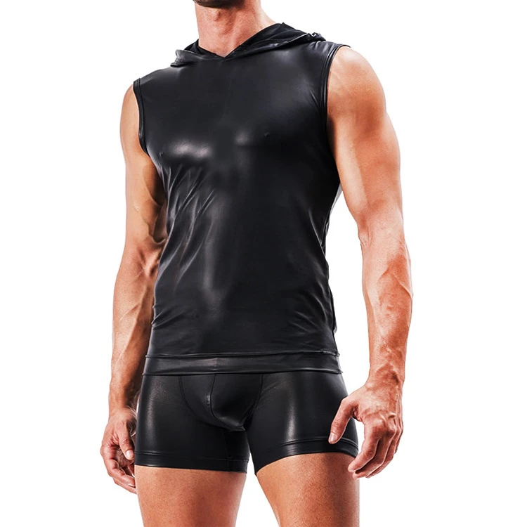 

Gulidd new fashion men waist trainer vest Seemale Faux Leather Sleeveless winter vest men Party Club Dance Wear men fitness vest