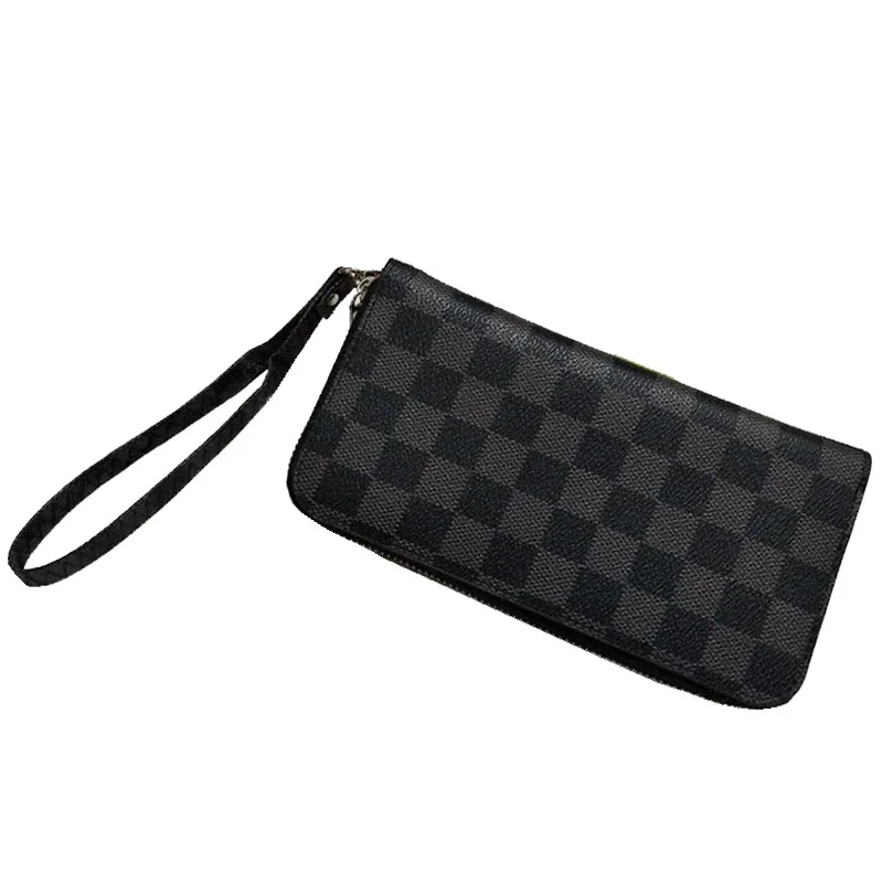 

2021 classic luxury purse capacity long wallet stylish multi-card holder unisex checkered zipper clutch purses and handbags