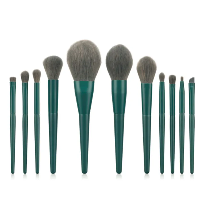 

11pcs green makeup brush set Professional Factory Free Sample High Quality Custom Logo Private Label