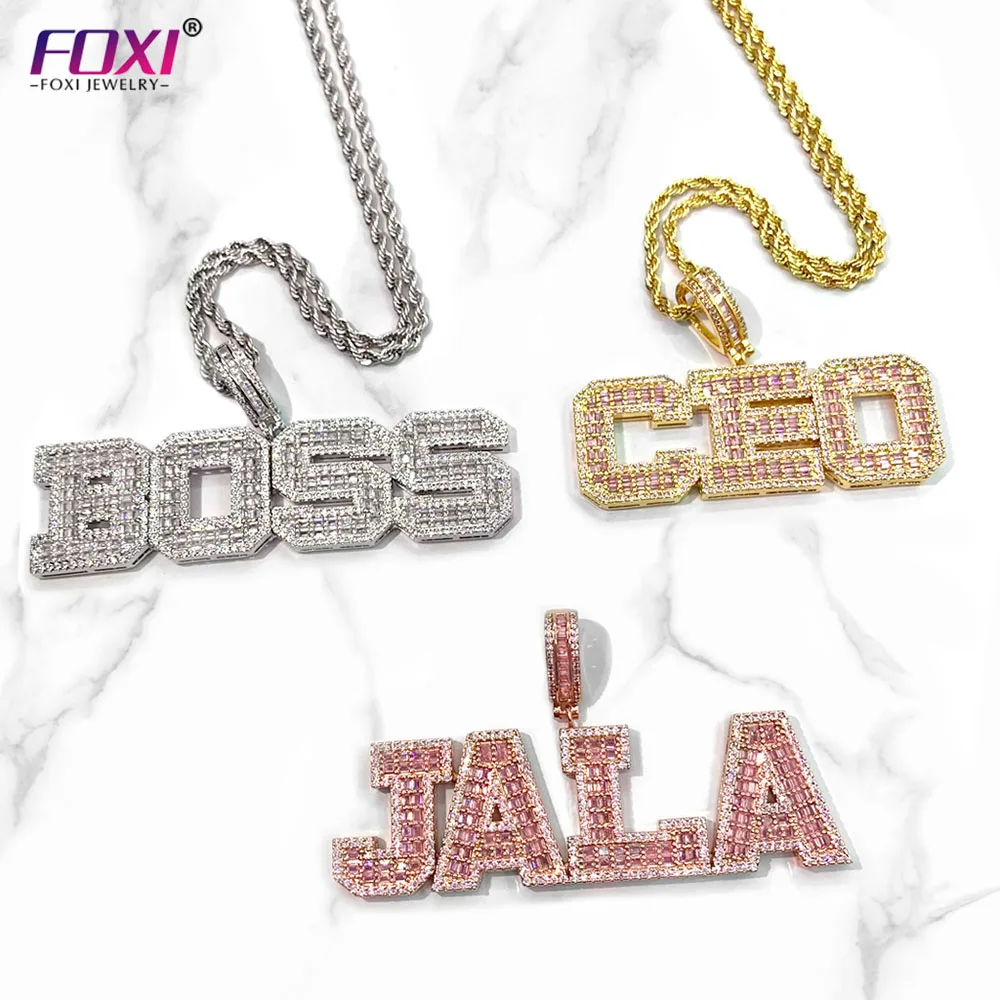 

Iced Out Initials Gold Silver Bling Zirconia custom name personalised chain necklace 2021 for women