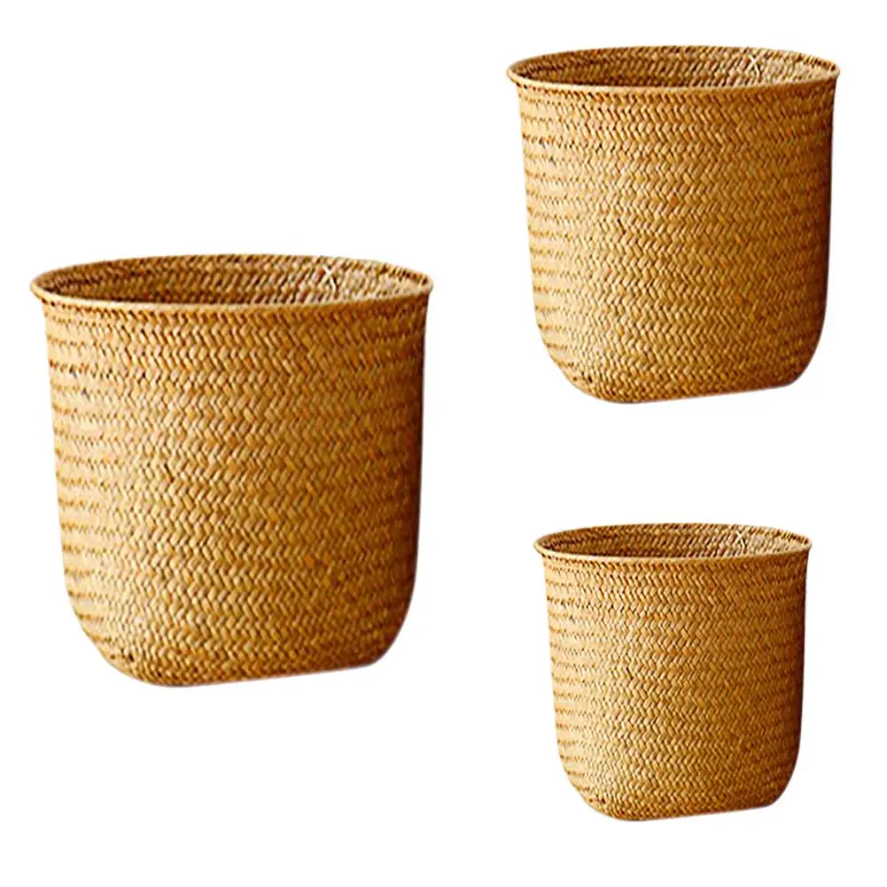 

Household Foldable Handmade Rattan Woven Flower Basket Seagrass Clothing Storage Basket Home Decoration Flower Basket