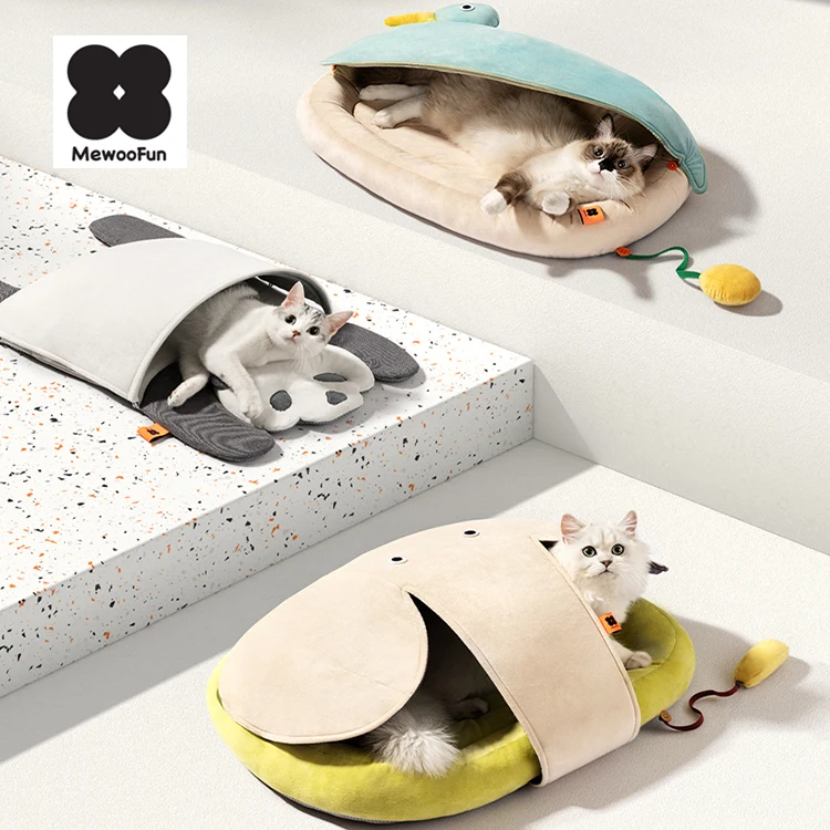 

MewooFun Winter Custom Round Cat Bed Luxury Cat Pet Bed Plush Cat Sleeping Bed