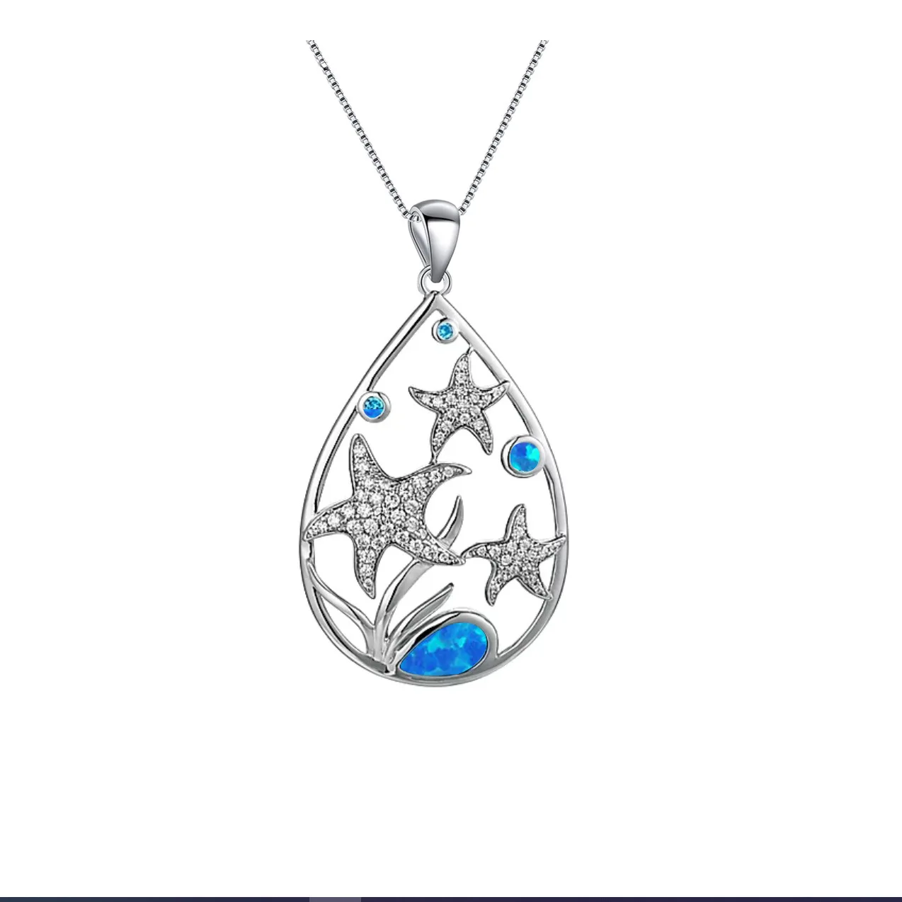 

Simple female fashion spring and summer clavicle chain blue starfish Sanbo pendant necklace