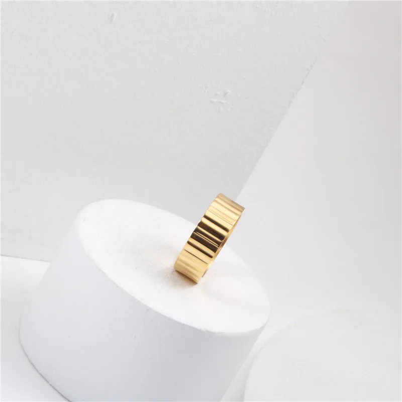 High End 18K PVD Gold Plated Stylish Gear Band Rings for Women Stainless Steel Jewelry Tarnish Free Jewelry