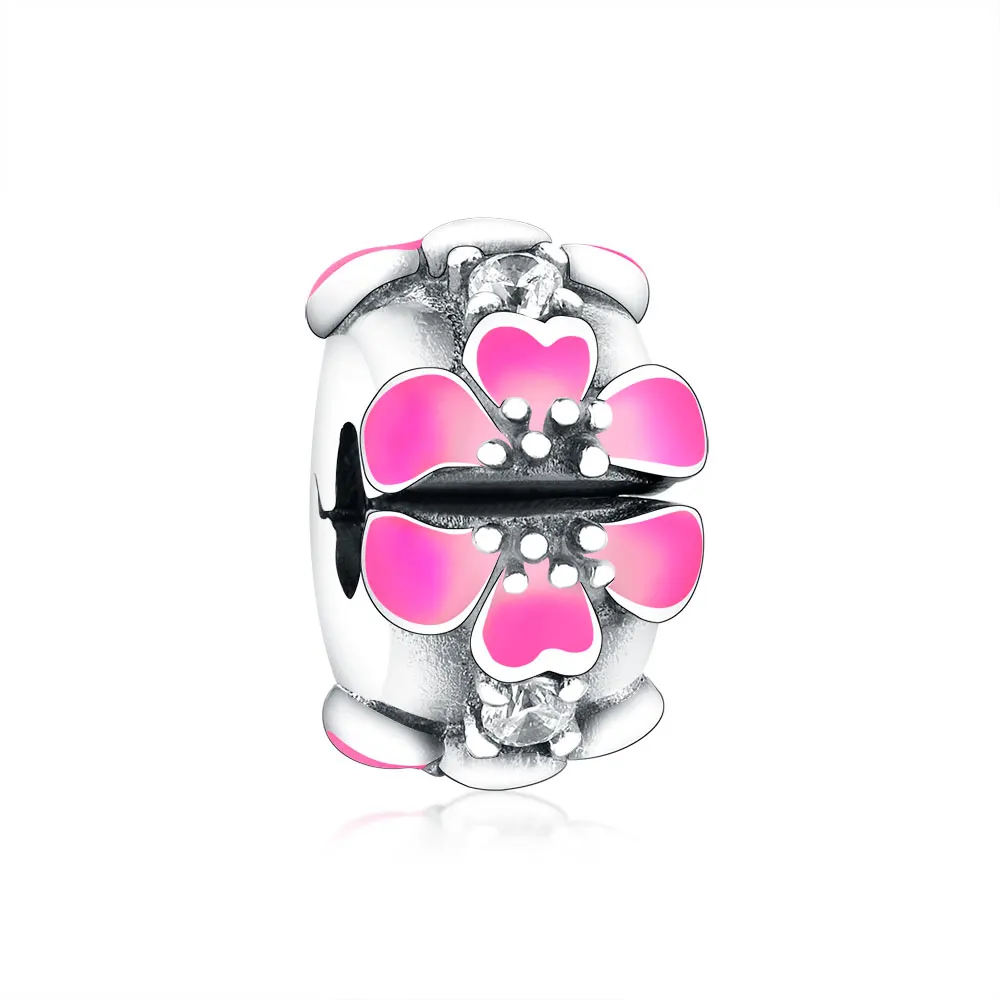 

Factory Outlet wholesale 925 Sterling Silver Enamel Flower Stopper Clip Beads Charm For Jewelry Making