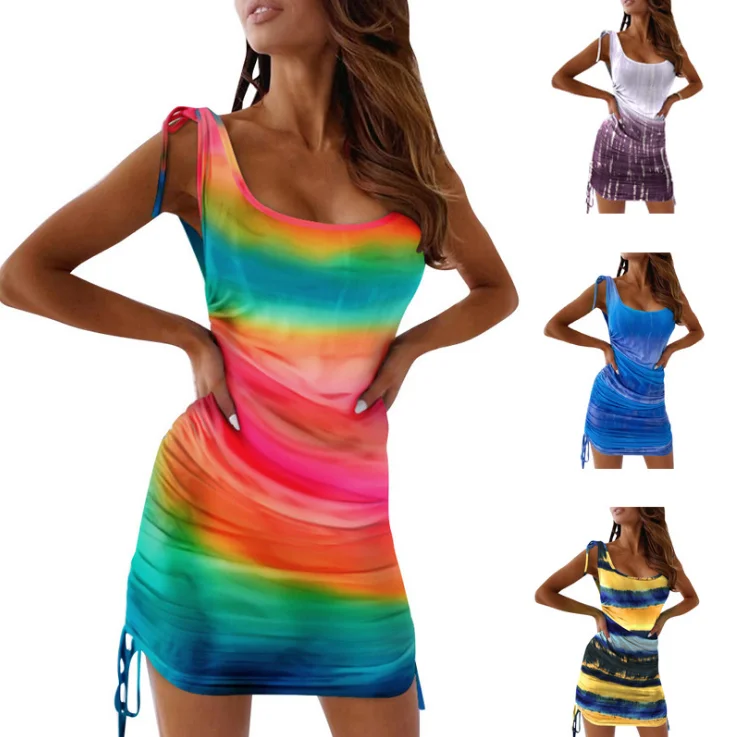 

Colorful Women Summer Dresses Casual Sling Woman Dress