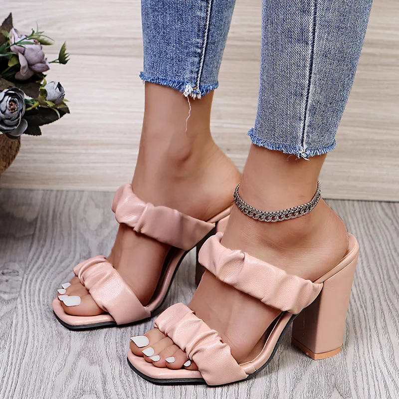 

LFZ-485 Heeled Sandals Women Shoe Block Heels Woman Sandals New Arrivals 2021 Summer Sandals Women Summer Slipper Beach Slippers