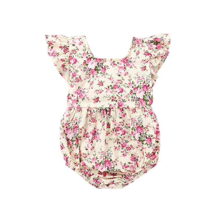 

2021 new arrival floral printed cute romper short sleeve clothes baby summer baby girl wear