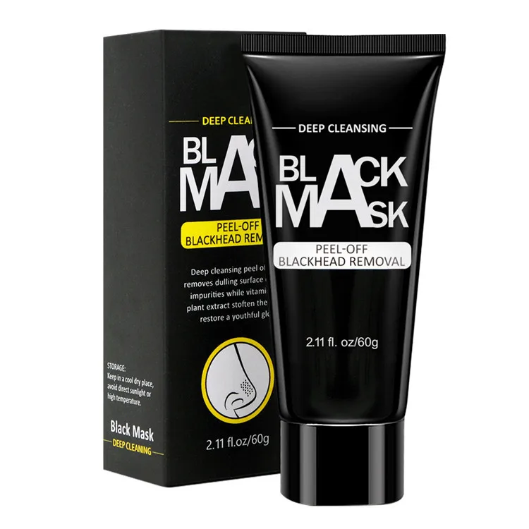 

High Quality Private Label SkinCare Face and Nose Cleansing Peel off Black Mask Nourishing for Blackhead remover 60g