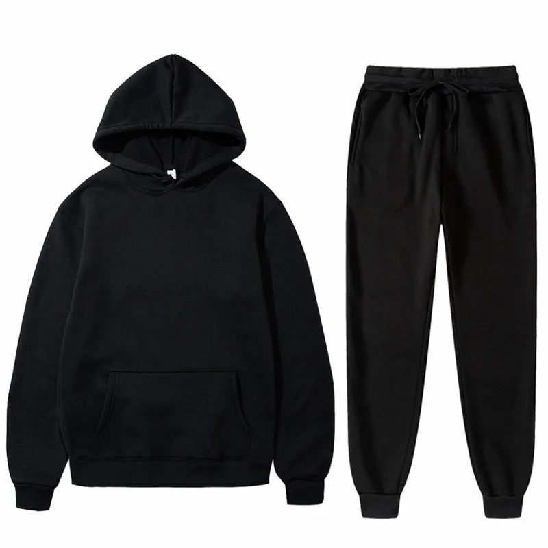 

High Quality Custom Soild Color Oversized Pullover Women Men Hoodies With Jogger 2 Pieces Set