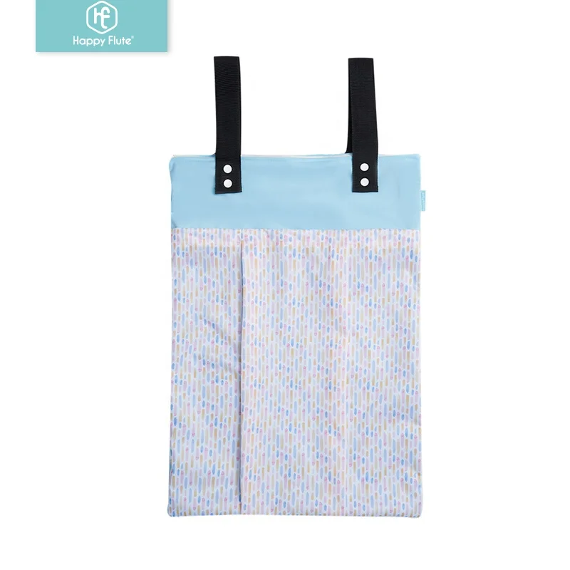 

HappyFlute New Arrival Waterproof Handle Wet Bag Large Capacity Fashion Print Hanging Diaper Bag, Customized colors