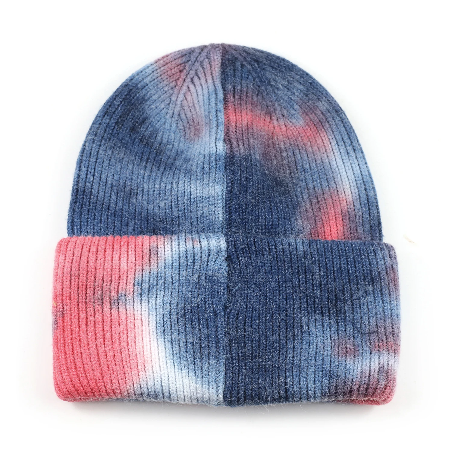 Tie Dye Beanie For Women Girls Warm Knit Ribbed Pink Winter Hat 2020 New Soft Colorful Tie Dyed