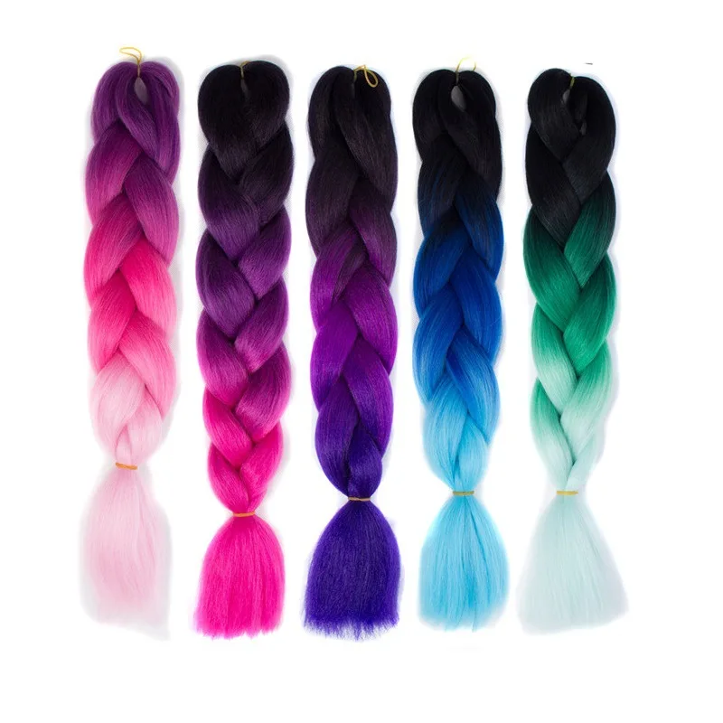 

2021 new design wholesale African pigtails all color gradient chemical fiber high temperature silk hair wigs