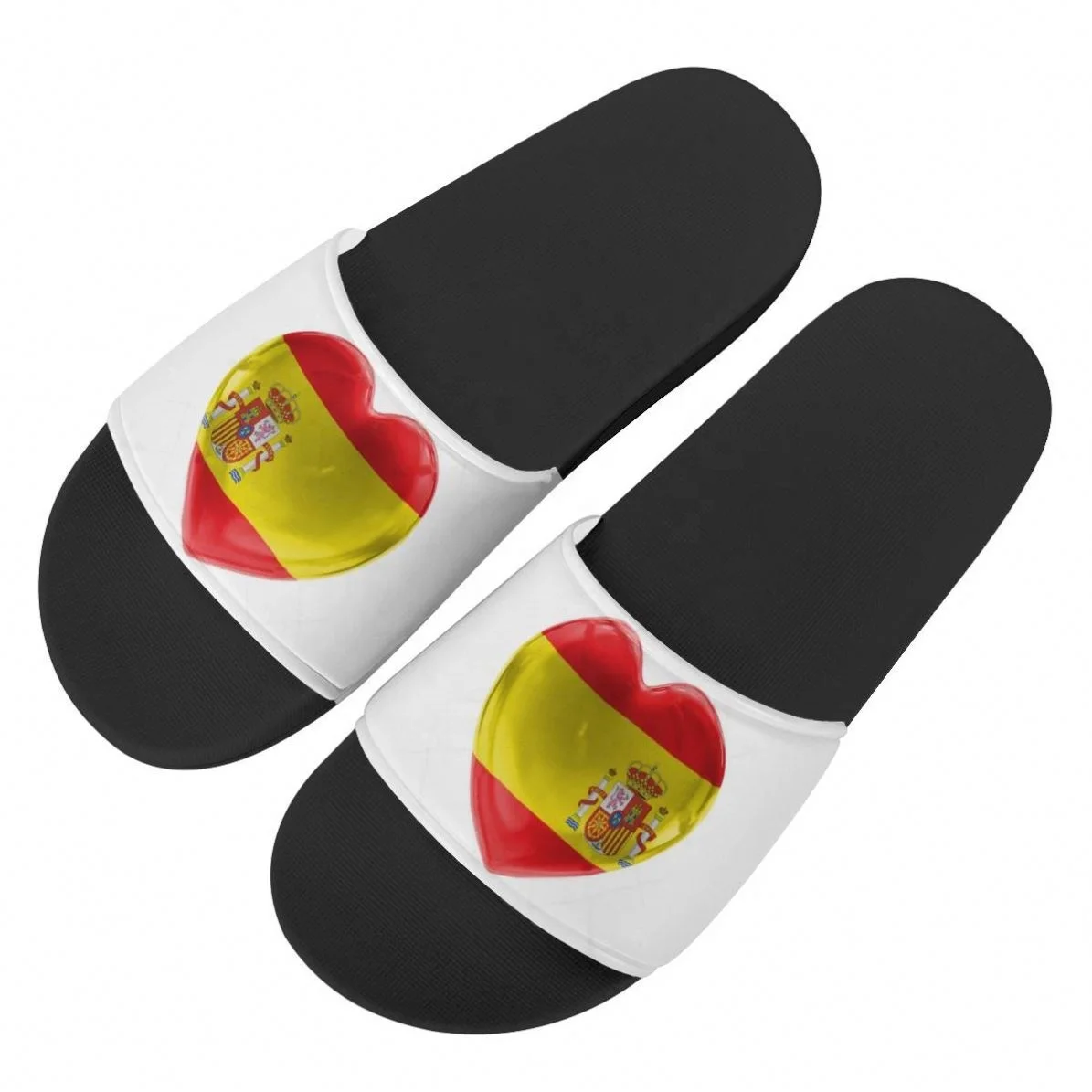 

Custom Slippers Spanish Flag Summer Women Male Outdoor Sandals Non-Slip Beach Shoes Soft Sole Flip Flops Heart Shape Love Spain
