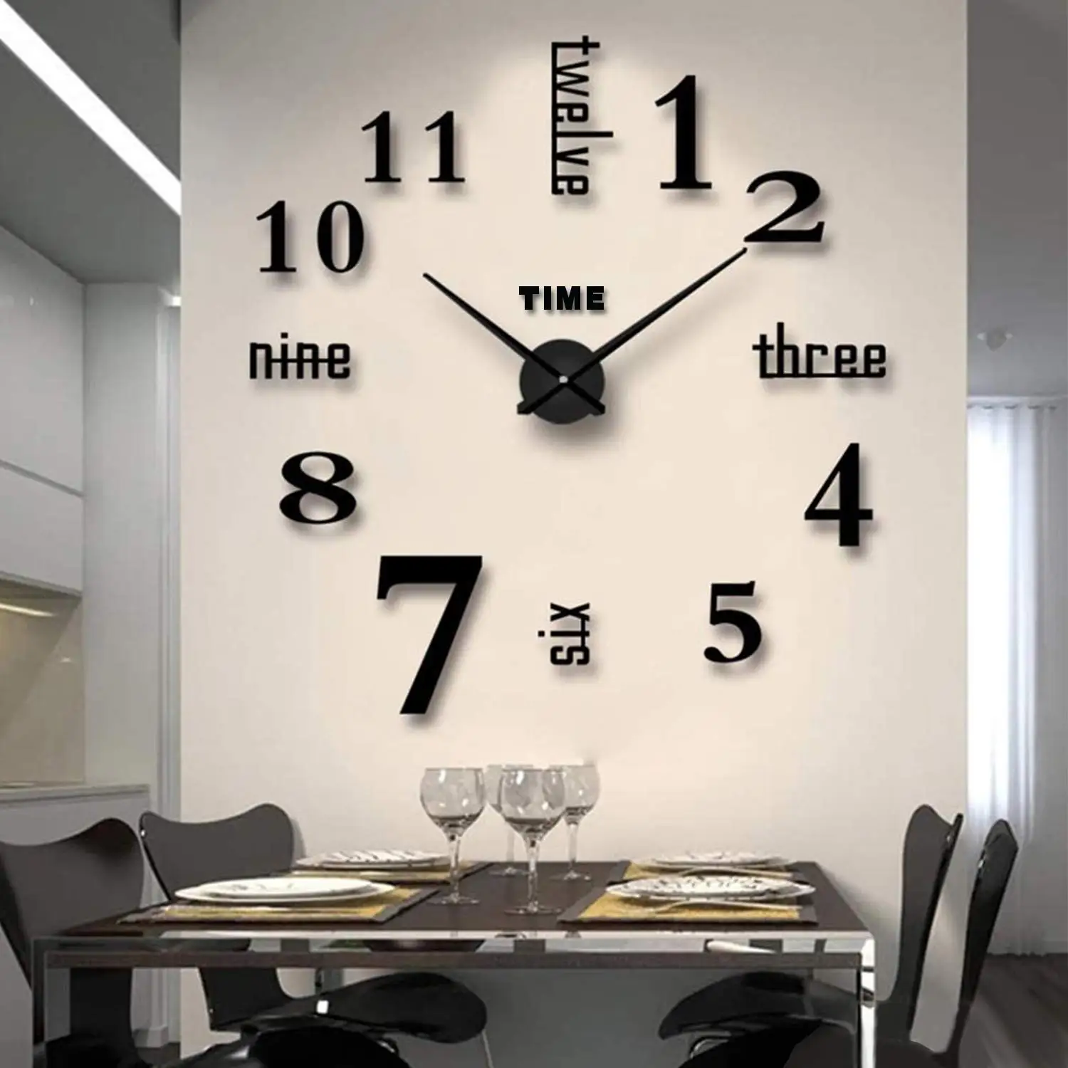 

Modern Frameless Large Vintage Metal Art 3D Watches Hours DIY Decorations Home Wall Clock for Living Room Bedroom, Silver, black, gold