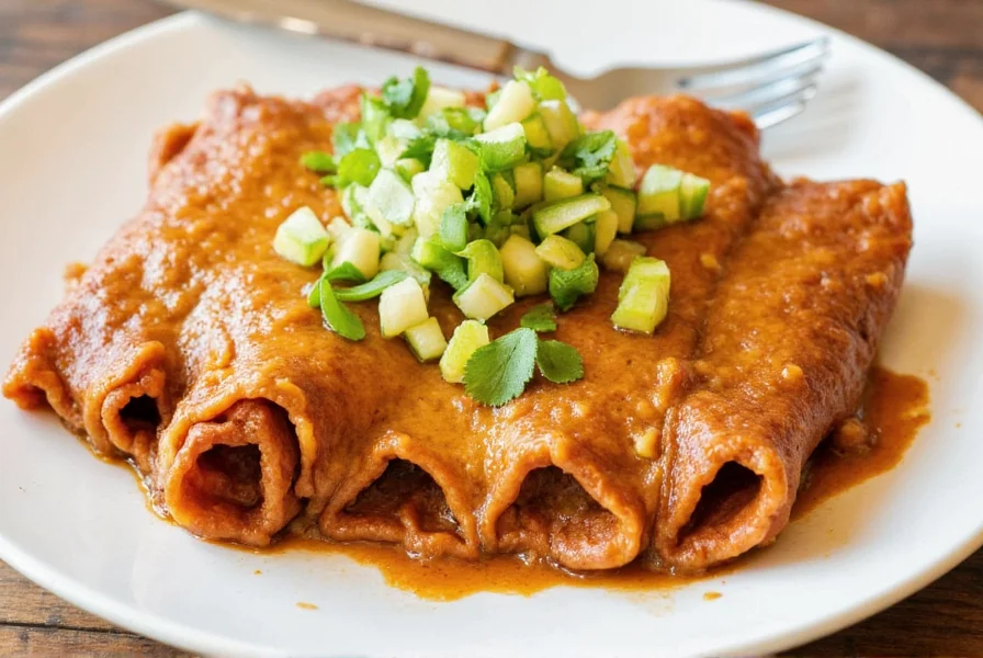 Mole sauce enchiladas
