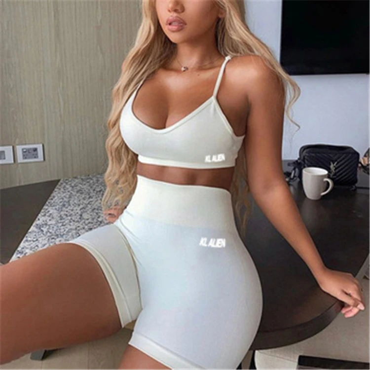 

Outfits Summer Fashion 2 Piece Women Biker Shorts V-neck Crop Top Sleeveless Polyester Cotton, Black
