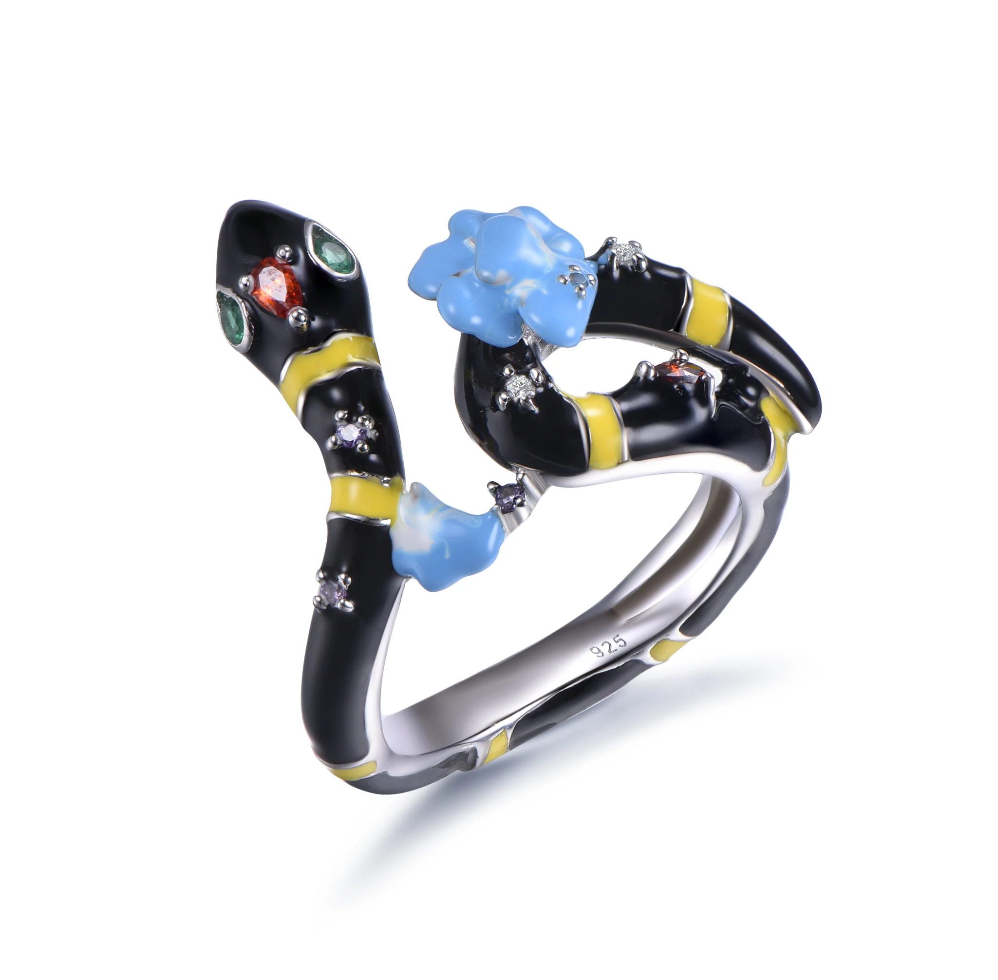 

luxury women crystal gemstone zircon ring women hot selling ring snakelike ring