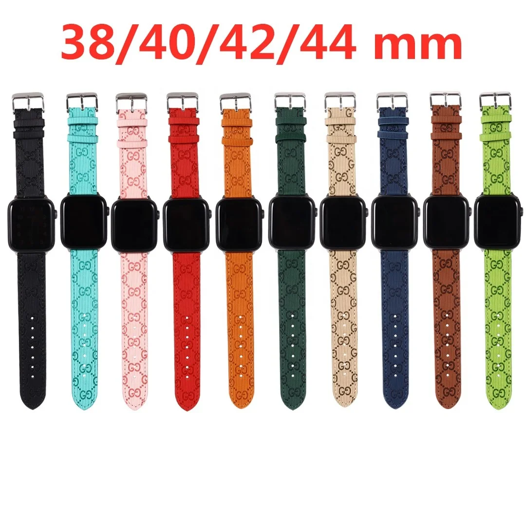 

Custom Logo Printed Straps Leather Printed For Apple Bands 42mm 44mm Sport Loop Wristbands Watchbands Smart Band Watch Straps