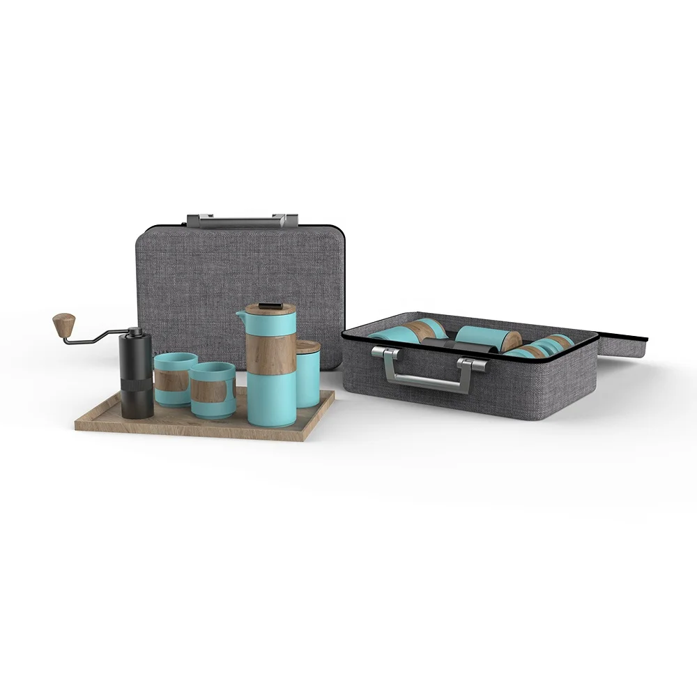 

DHPO 2020 Newest Arraval Ceramic Travel French Press Coffee Maker with Mug and Grinder Set