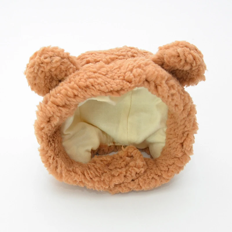 

Cute Little Bear Pet Hat Autumn Winter Warm Cat Toe Box With Ears Headwear Thick Adjustable Accessories Puppy Cat Hat, Picture shows, accept customized