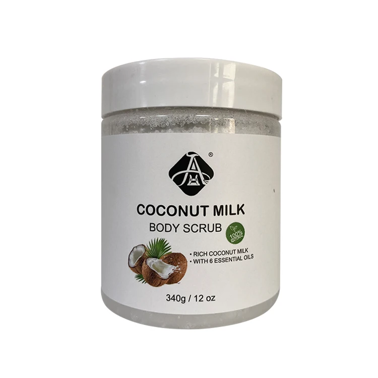 

Natural Coconut Milk Body Scrub Organic Exfoliating Deep Cleansing Salt Whitening, White