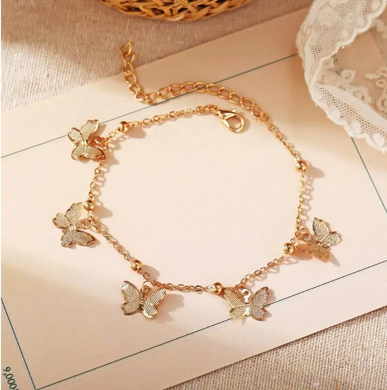 

Wholesale Cheap Price Cuban Link Anklet Chain Anklet Butterfly Pendant Anklet Jewelry For Women
