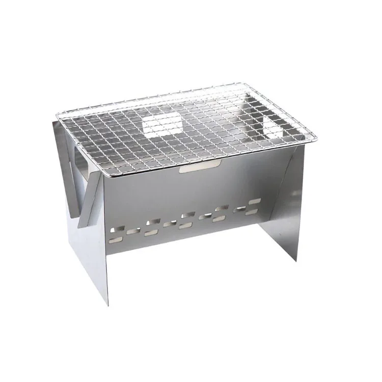 

Outdoor Camping BBQ Grill Folding Stainless Oven Folding Rack, Silver