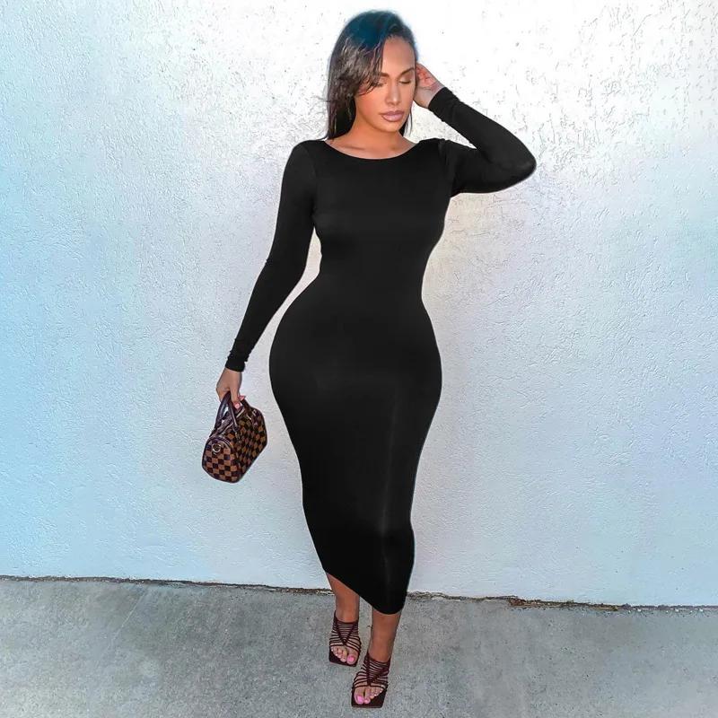 

B2784 - sexy bandage women long sleeve backless dersses